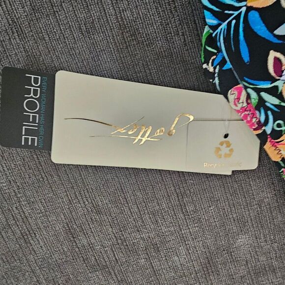 Gottex Flora Floral Tie Front black V-neck Shirred One Piece Swimsuit Size 12 - Picture 10 of 16